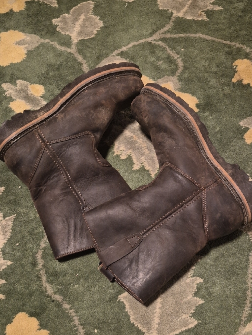 Men's Brown Leather Pull-On Work Boots - Picture 11 of 14